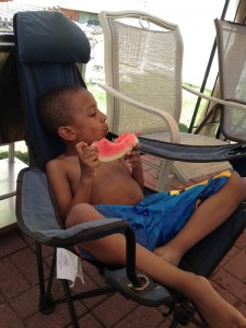 Enjoying watermelon has to be one of Apollo's favorite things to do.